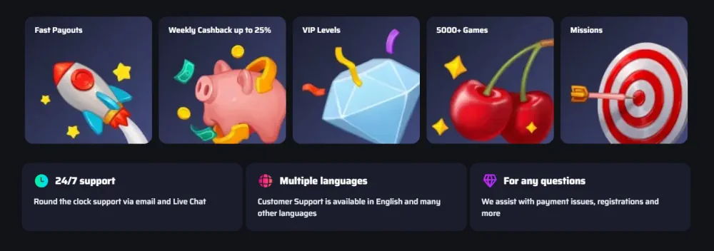 BDM Bet benefits overview featuring fast payouts, VIP levels, and missions.